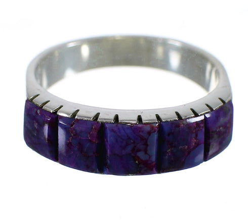 Southwestern Magenta Turquoise Silver Jewelry Ring Size 7-1/4 AX88692